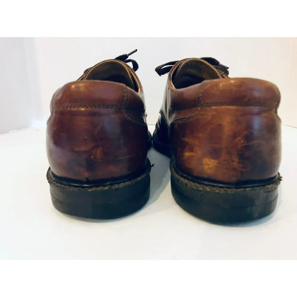 Johnston & Murphy Mens Size 10.5 Shoes Oxford Brown Lace Up Leather Italy